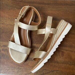 Women's Metallic Gold Platform Espadrille Sandals